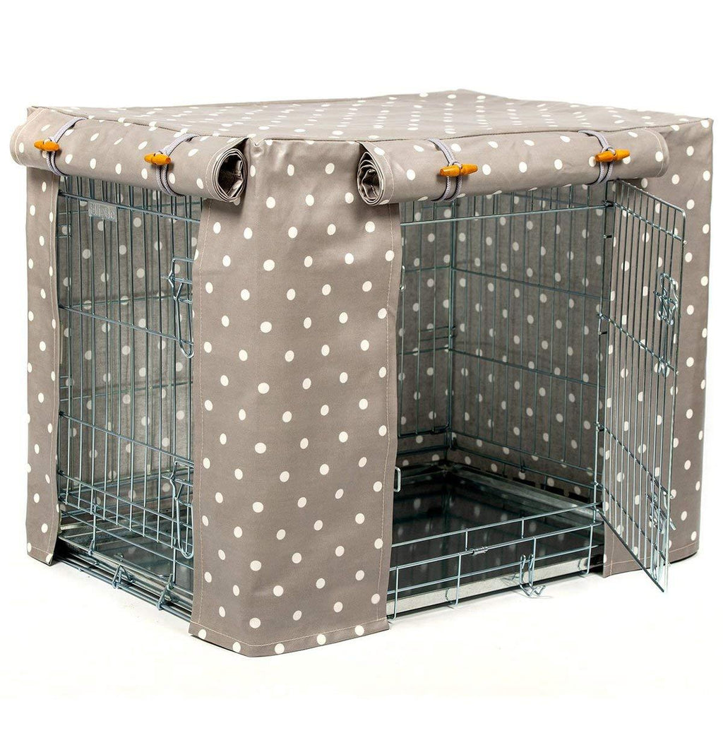 Lords &amp; Labradors Grey Spot Oilcloth Dog Crate Cover to fit Midwest iCrate and Similar Sized Dog crates