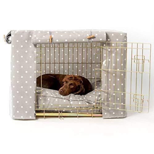 Lords &amp; Labradors Grey Spot Oilcloth Dog Crate Cover to fit Midwest iCrate and Similar Sized Dog crates
