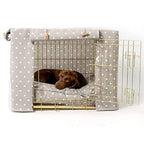 Lords &amp; Labradors Grey Spot Oilcloth Dog Crate Cover to fit Midwest iCrate and Similar Sized Dog crates