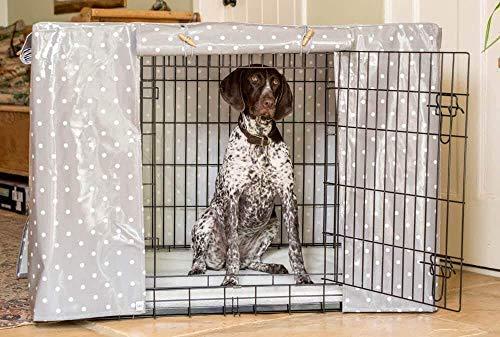 Lords &amp; Labradors Grey Spot Oilcloth Dog Crate Cover to fit Midwest iCrate and Similar Sized Dog crates
