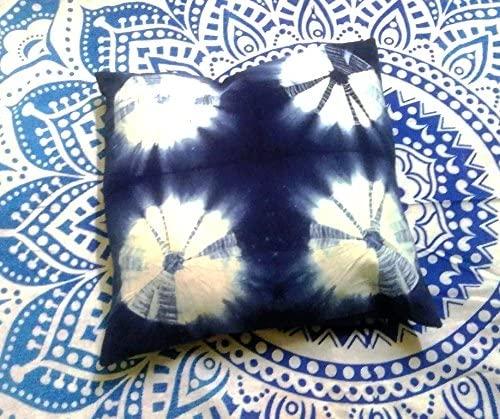 Indigo Round Square Pillow, Tie Dye Cushions, Decorative Cotton Throw, Shibori Pillow Cases, Outdoor Cushion Cover 16x16, Bohemian Pillow Shams (50)