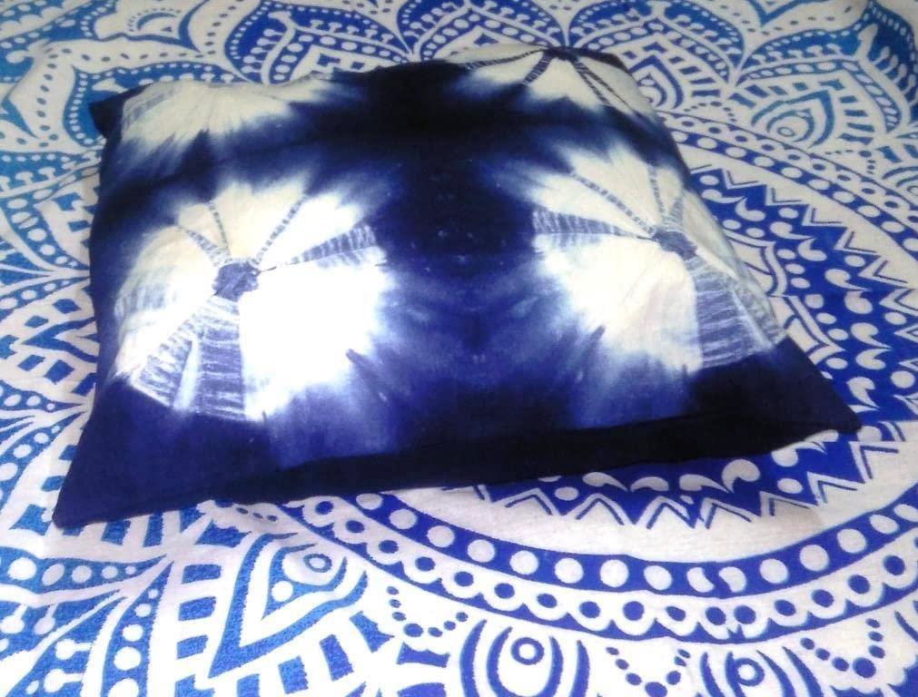 Indigo Round Square Pillow, Tie Dye Cushions, Decorative Cotton Throw, Shibori Pillow Cases, Outdoor Cushion Cover 16x16, Bohemian Pillow Shams (50)