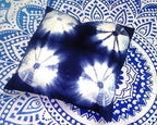 Indigo Round Square Pillow, Tie Dye Cushions, Decorative Cotton Throw, Shibori Pillow Cases, Outdoor Cushion Cover 16x16, Bohemian Pillow Shams (50)