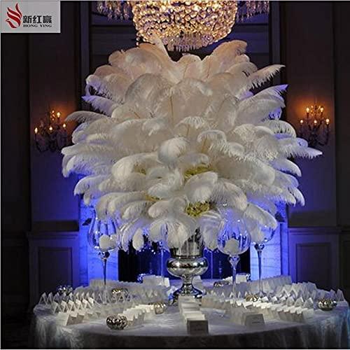 LeoCraft Feather for Crafts 50pcs White Ostrich Feathers Wedding Party Decorations 6-30 inch/15-75cm Wedding Birthday Christmas Decorations