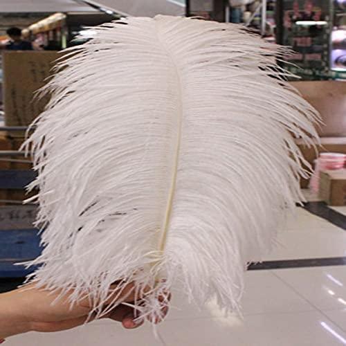 LeoCraft Feather for Crafts 50pcs White Ostrich Feathers Wedding Party Decorations 6-30 inch/15-75cm Wedding Birthday Christmas Decorations