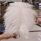LeoCraft Feather for Crafts 50pcs White Ostrich Feathers Wedding Party Decorations 6-30 inch/15-75cm Wedding Birthday Christmas Decorations