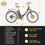 Heybike Cityscape Electric Bike 350W Electric City Cruiser Bicycle-Up to 40 Miles- Removable Battery,  7-Speed and Dual Shock Absorber, 26" Electric Commuter Bike for Adults