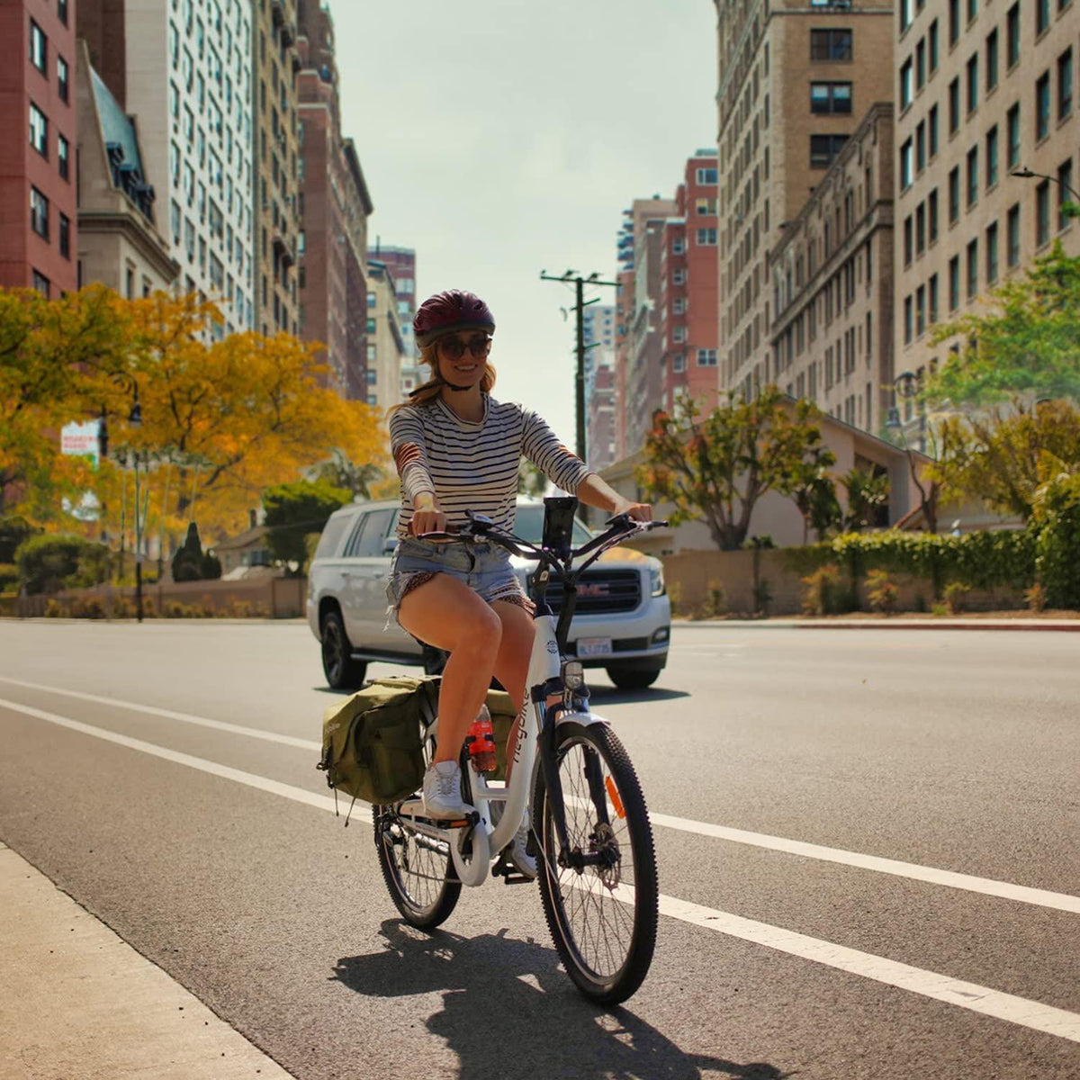 Heybike Cityscape Electric Bike 350W Electric City Cruiser Bicycle-Up to 40 Miles- Removable Battery,  7-Speed and Dual Shock Absorber, 26" Electric Commuter Bike for Adults