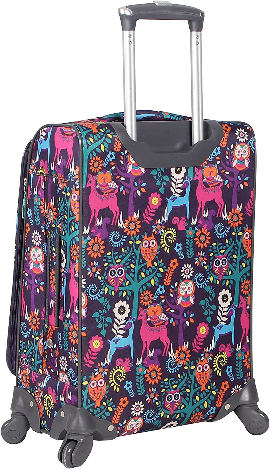 Carry On Expandable  Pattern Luggage With Spinner Wheels For Woman (20in, Wildwoods)
