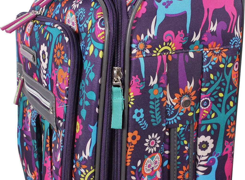 Carry On Expandable  Pattern Luggage With Spinner Wheels For Woman (20in, Wildwoods)