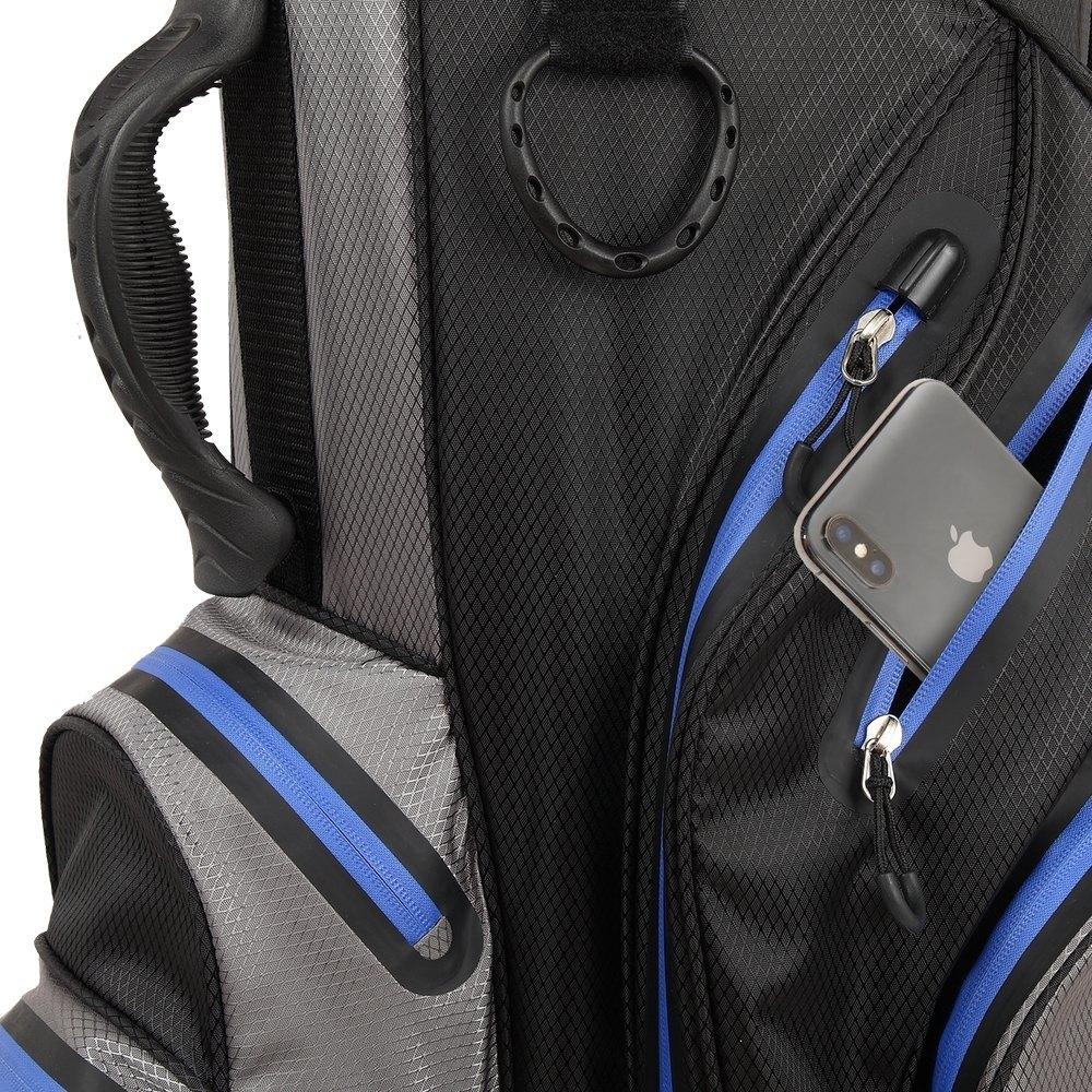 Ram Golf Waterproof Cart Bag - 14 Way Club Dividers Black/Grey/Blue