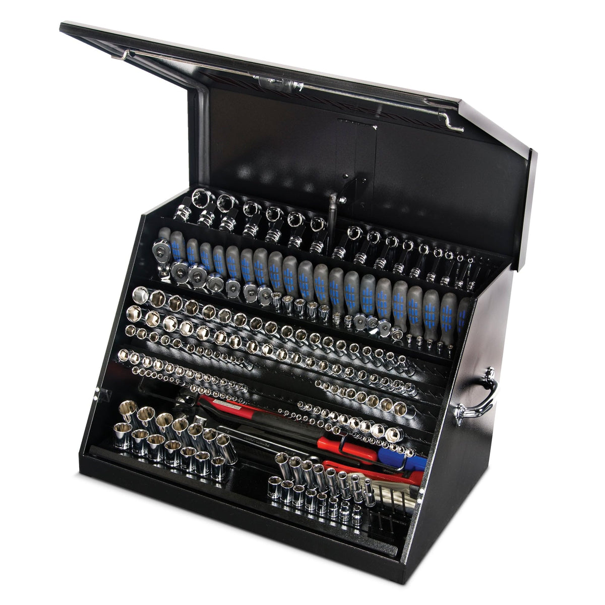 – LA400B – 30-Inch Portable  Toolbox – Multi-Tier  – 16-GauConstruction – SAE and Metric Tool Chest – Weather-Resistant Toolbox – Lock and Latching System