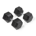 Fitness Rubber Hex Dumbbells 85 lb. Pair Ergonomic Chrome Handles