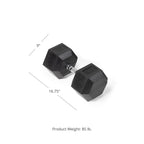Fitness Rubber Hex Dumbbells 85 lb. Pair Ergonomic Chrome Handles