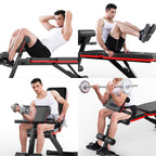 VANLOFE Weight Bench 閳 Adjustable Weight Bench Exercise Bench with Elastic Strings for Full Body Training