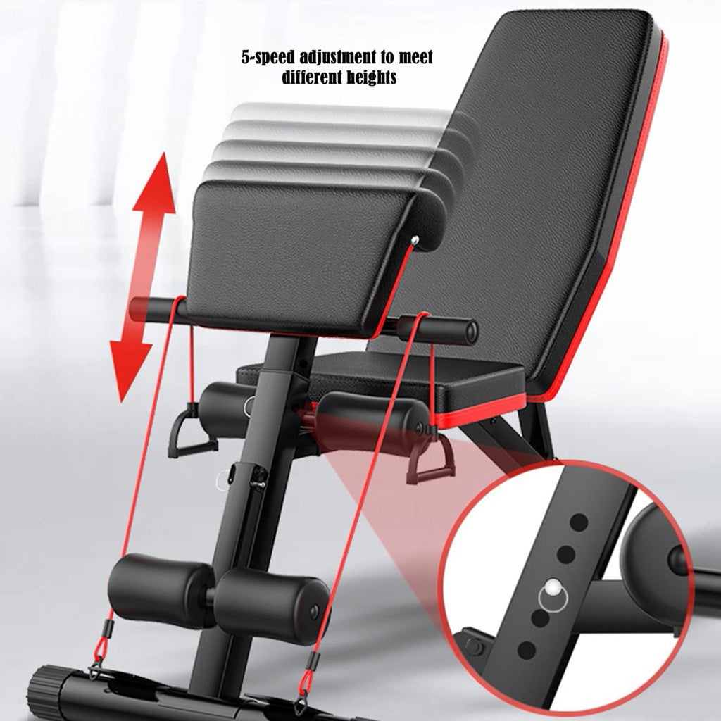 VANLOFE Weight Bench 閳 Adjustable Weight Bench Exercise Bench with Elastic Strings for Full Body Training