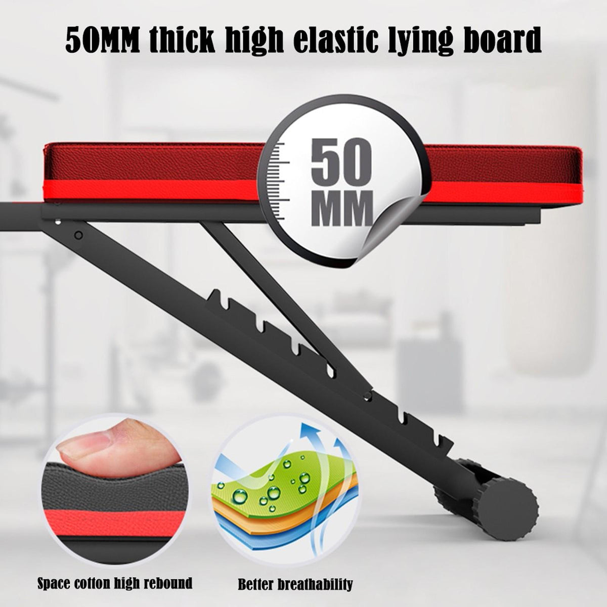 VANLOFE Weight Bench 閳 Adjustable Weight Bench Exercise Bench with Elastic Strings for Full Body Training