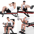 VANLOFE Weight Bench 閳 Adjustable Weight Bench Exercise Bench with Elastic Strings for Full Body Training