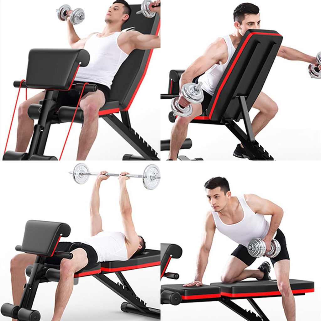 VANLOFE Weight Bench 閳 Adjustable Weight Bench Exercise Bench with Elastic Strings for Full Body Training