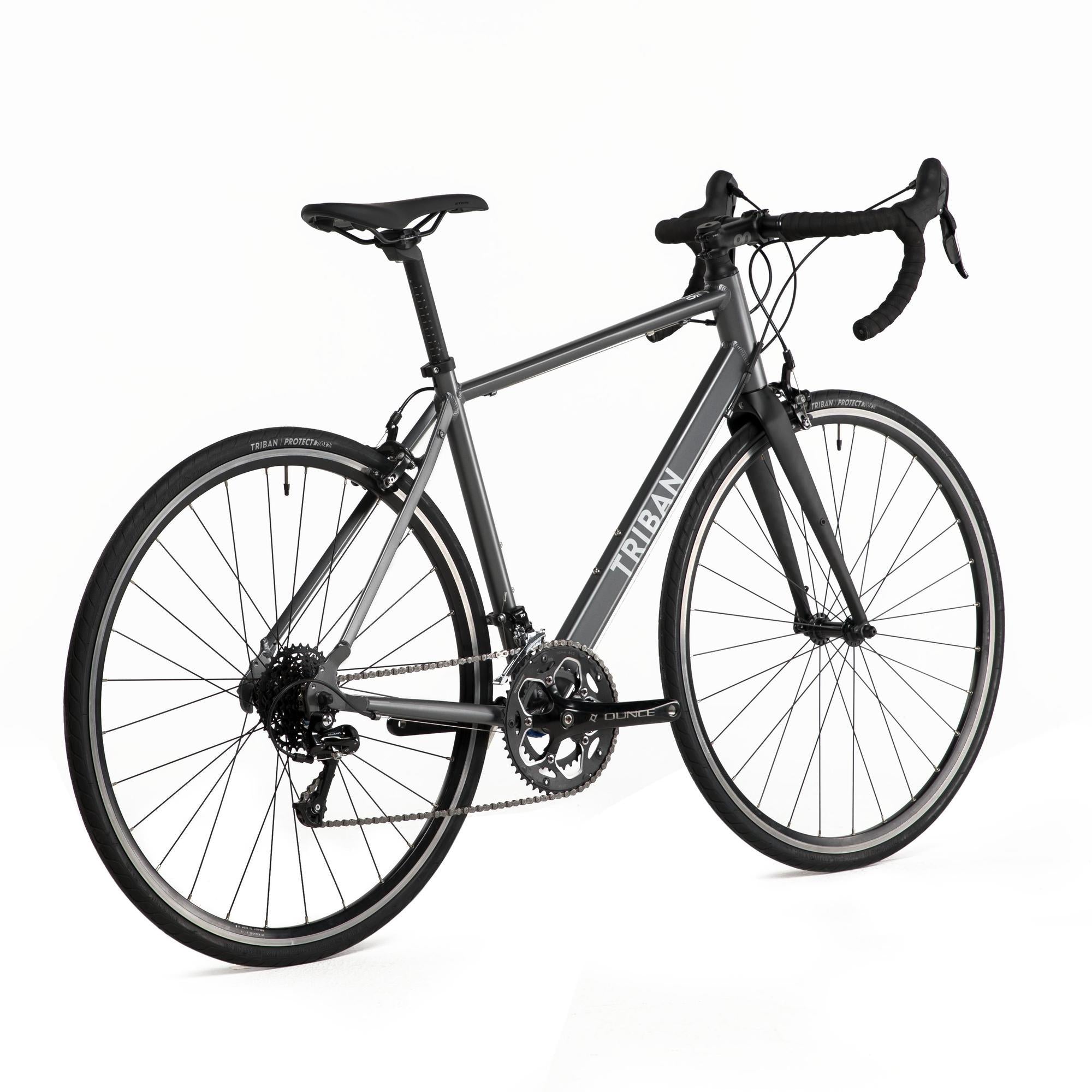 Decathlon Triban RC120, Rim Brake Aluminum Road Bike, Small, Grey
