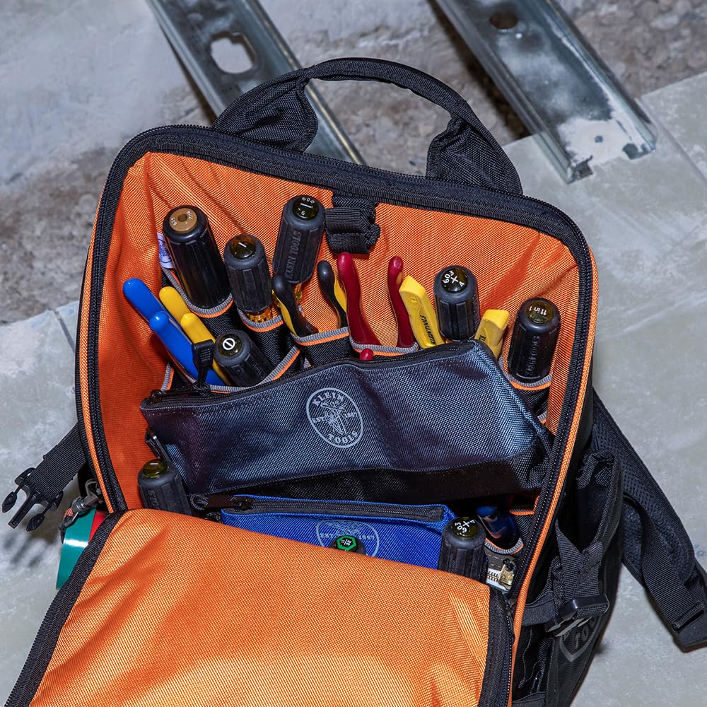 55569 Stand-Up Zipper Bag Tool Pouch with Carabiners, Reinforced Gusseted Bottoms, Water Resistant 1680d, Multi-Size 5-Pack