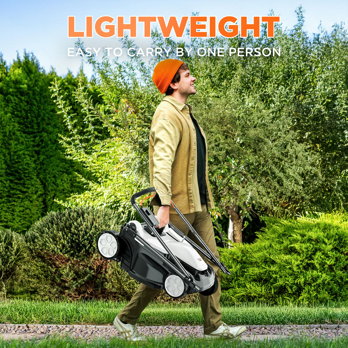 16 Inch Lawn Mower 2 x 20V Brushless Electric Mowers for Garden Yards, Lightweight Cordless Lawnmower with 6-Position Height Adjustment, 2 x 4.0Ah Battery Include