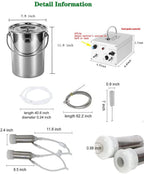 lyfreen rechargeable milking machine for cows, adjustable impulse milking supplies portable vacuum pump milker with bucket livestock domestic farm milking device(7l)