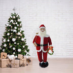 58 in. Christmas Traditional Dancing Santa Claus with Wreath and Gift Sack