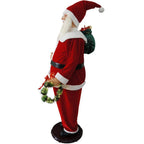 58 in. Christmas Traditional Dancing Santa Claus with Wreath and Gift Sack