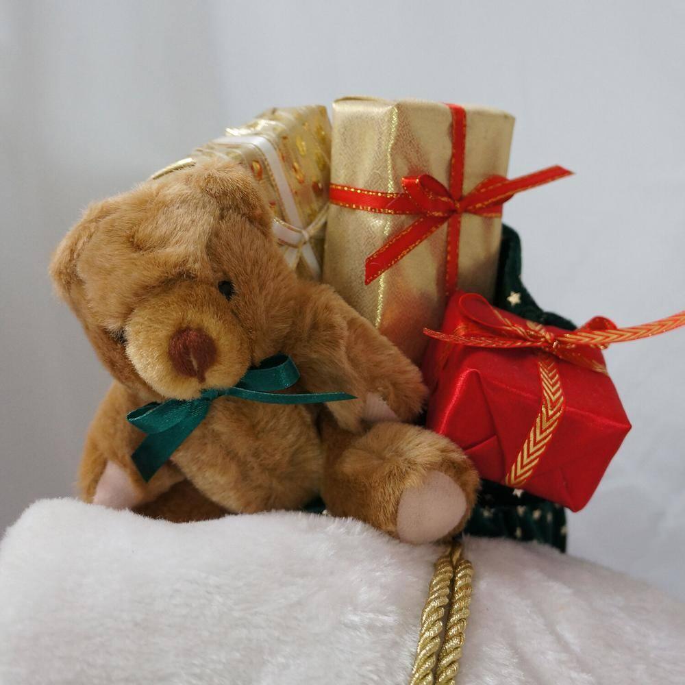 58 in. Christmas Traditional Dancing Santa Claus with Wreath and Gift Sack