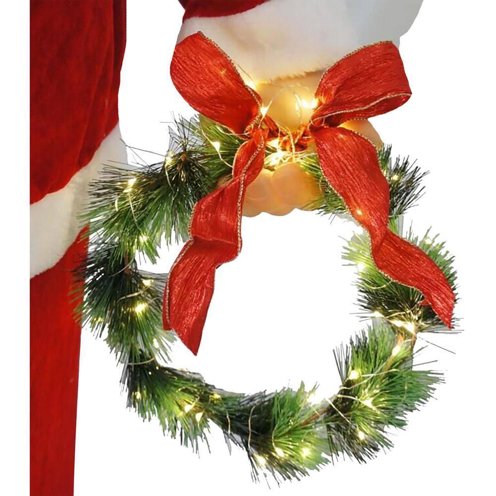 58 in. Christmas Traditional Dancing Santa Claus with Wreath and Gift Sack