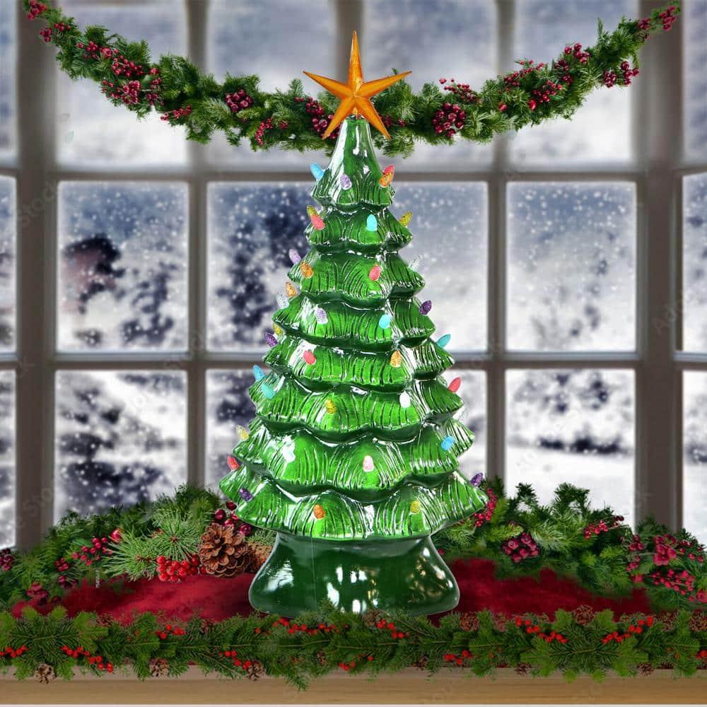 3 ft. Pre-Lit Artificial Christmas Tree with Illuminated Star and Vintage Bulb Covers in Green