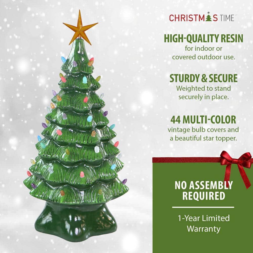 3 ft. Pre-Lit Artificial Christmas Tree with Illuminated Star and Vintage Bulb Covers in Green