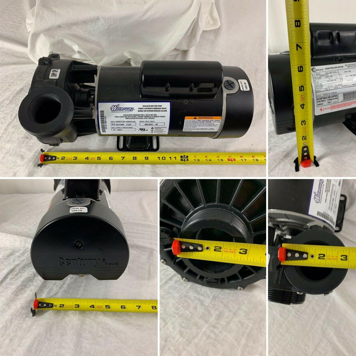 century waterway spa pump 3hp 230v 8.5/2.8a 2-speed 2 mbt sd 48f hot tub hi-flo