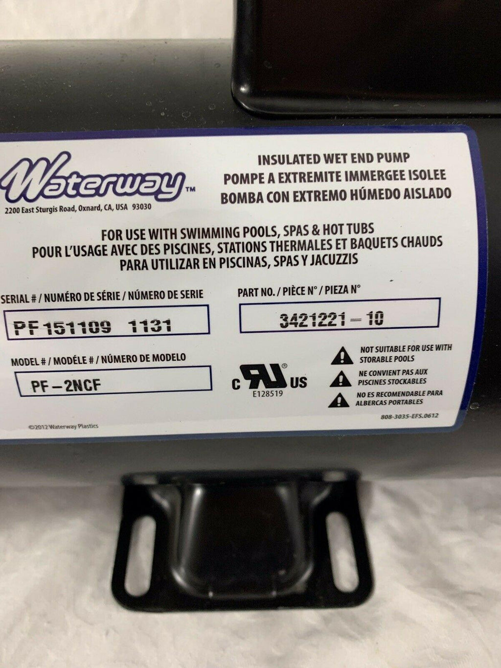 century waterway spa pump 3hp 230v 8.5/2.8a 2-speed 2 mbt sd 48f hot tub hi-flo