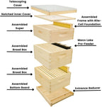 10 frame hive kit includes wooden frames &amp; waxed rite-cell foundation (2 deep boxes, 1 medium box)