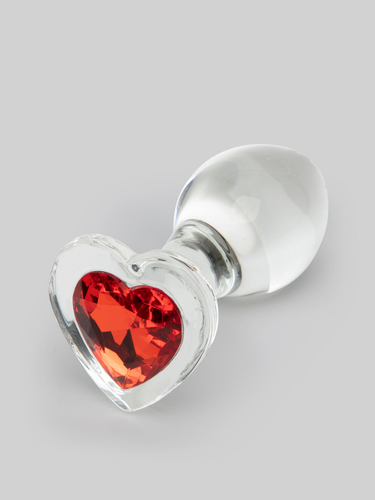Lovehoney Sensual Glass Jeweled Heart Butt Plug 3 Inch, Clear