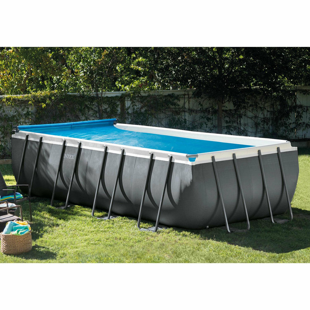 intex heavy duty aluminum solar above ground pool cover reel, cover not included