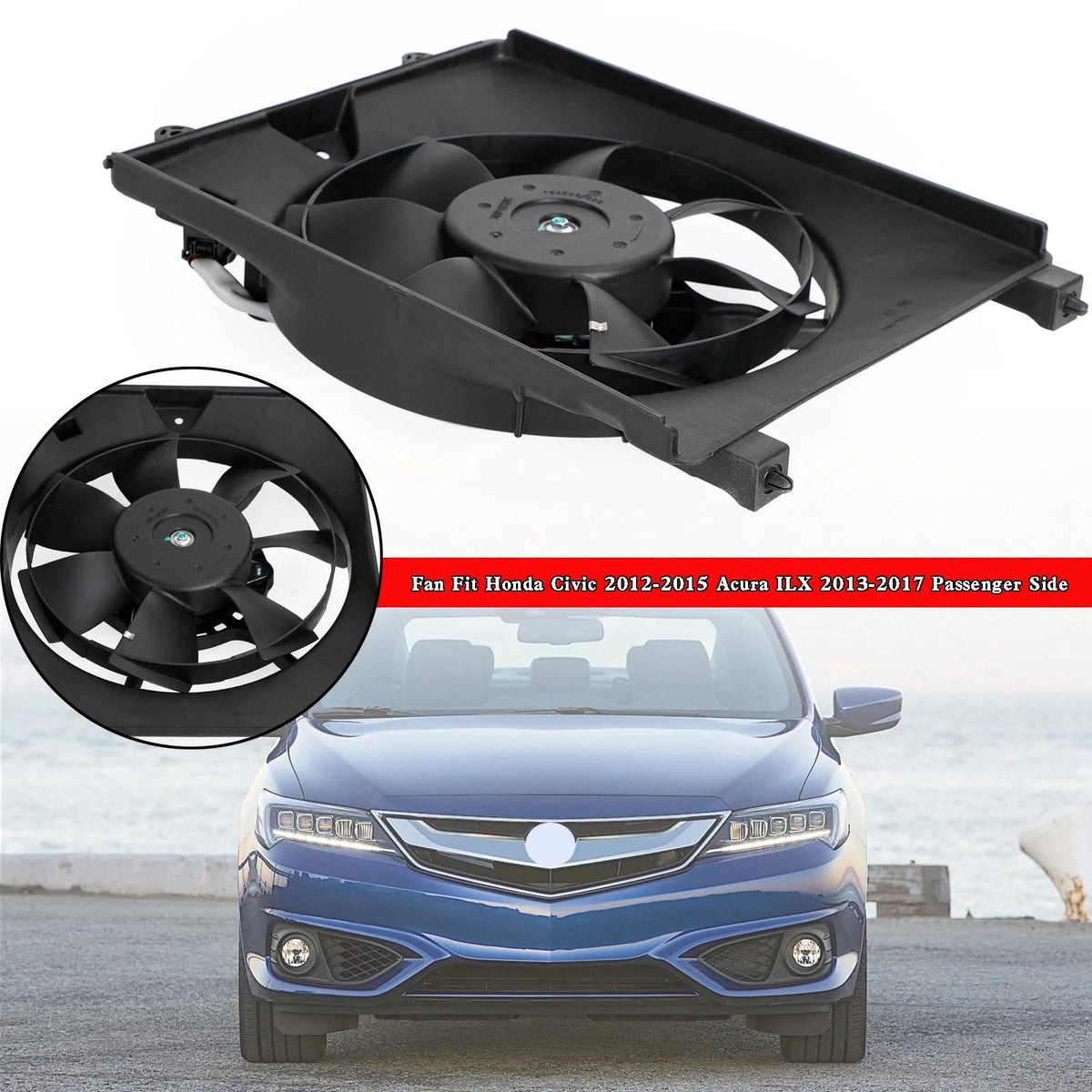 2015 Honda Civic SE Radiator Cooling Fan Passenger Side 12815182 621490 19030RSJE01-PFM HO3115159 38615-R1A-A02 Generic