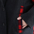 babakud plaid paneled plus size hooded windbreaker coat