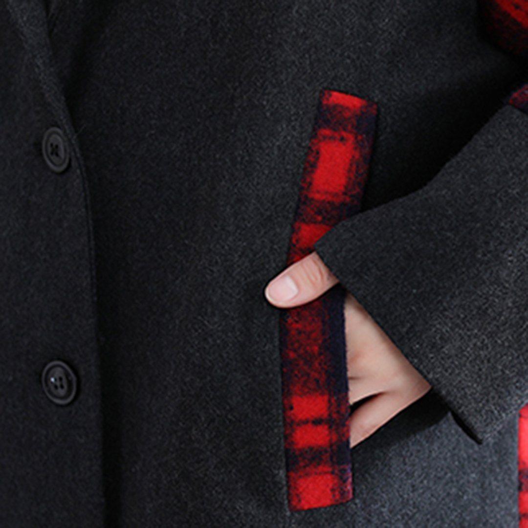 babakud plaid paneled plus size hooded windbreaker coat