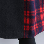 babakud plaid paneled plus size hooded windbreaker coat