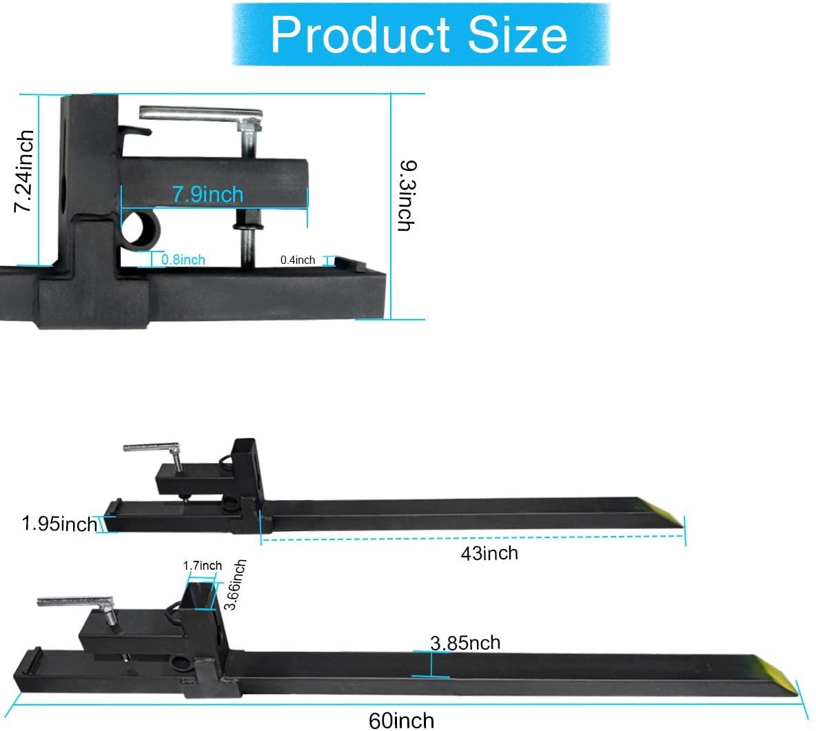sulythw clamp on pallet forks for tractor bucket heavy duty 60" 4500lbs capacity skid steer forks