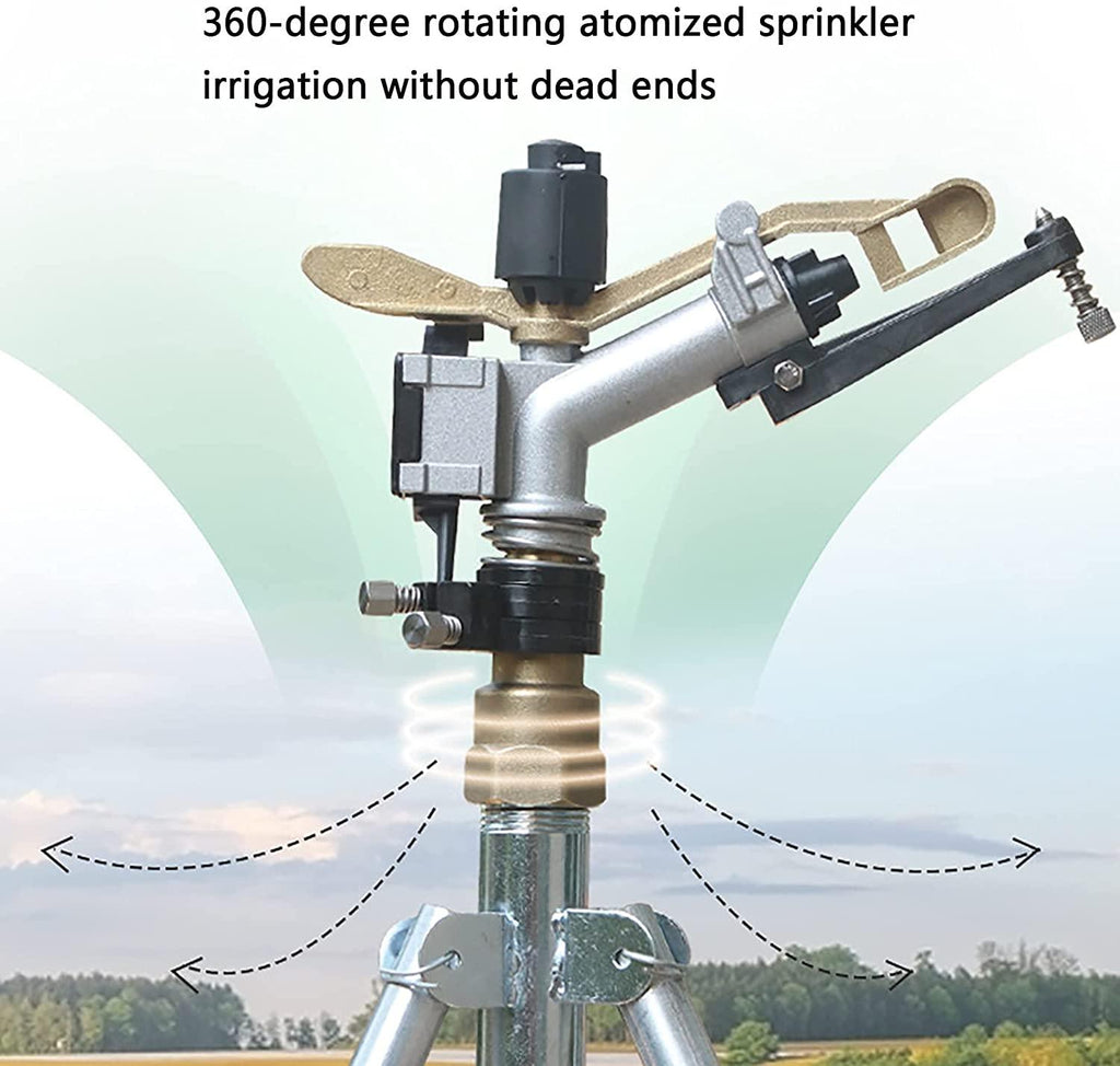 DDSFDS Water Sprinkler, 1.5" Female Thread Long Spray Distance Sprinkler Farm Garden Irrigation Watering Tool Big Covering Range Lawn Tripod Bracket (Size : Sprinklers and Tripod)