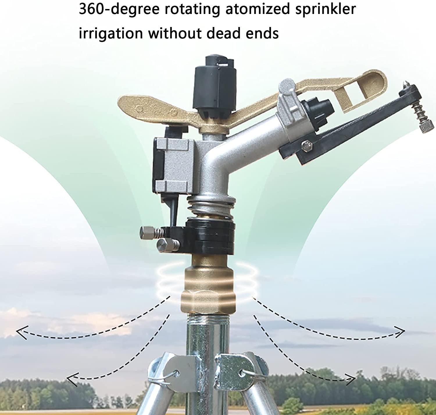 DDSFDS Water Sprinkler, 1.5" Female Thread Long Spray Distance Sprinkler Farm Garden Irrigation Watering Tool Big Covering Range Lawn Tripod Bracket (Size : Sprinklers and Tripod)