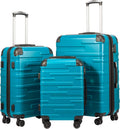 Luggage Expandable(only 28") Suitcase 3 Piece Set with TSA Lock Spinner 20in24in28in (lake blue)