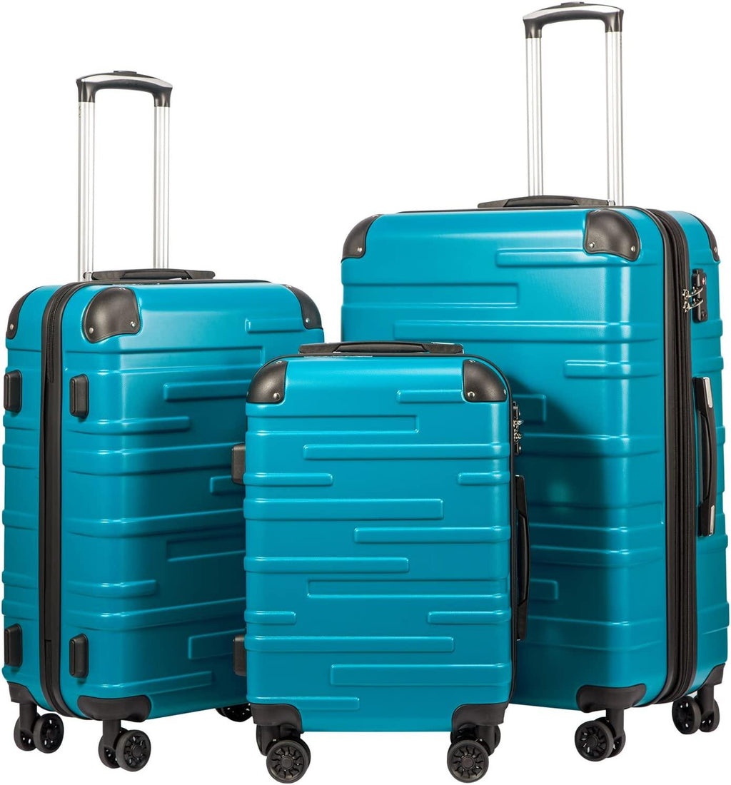 Luggage Expandable(only 28") Suitcase 3 Piece Set with TSA Lock Spinner 20in24in28in (lake blue)