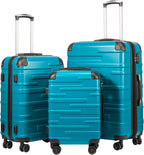 Luggage Expandable(only 28") Suitcase 3 Piece Set with TSA Lock Spinner 20in24in28in (lake blue)