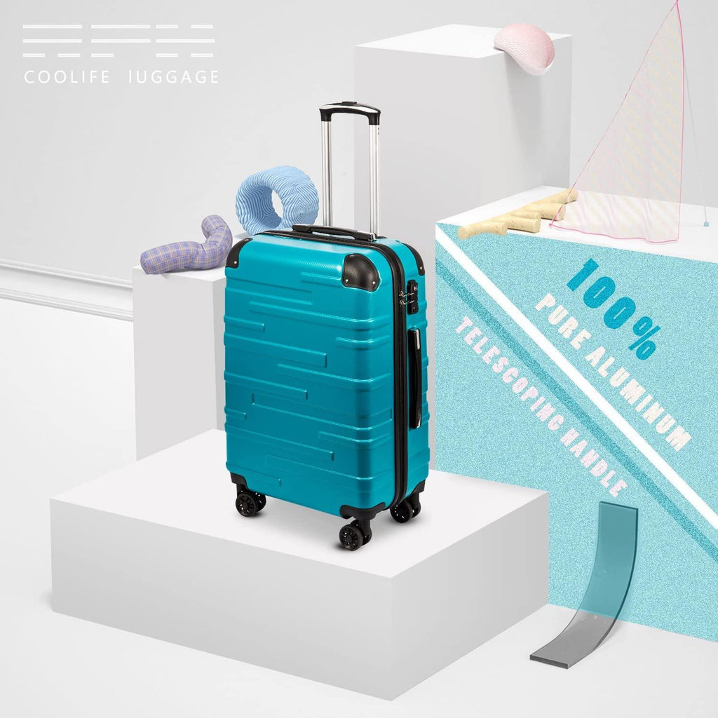 Luggage Expandable(only 28") Suitcase 3 Piece Set with TSA Lock Spinner 20in24in28in (lake blue)