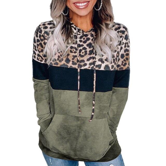 New Women Autumn Winter Streewear Leopard Print Ladies Clothes Casual Loose Hoodies Sweatshirts